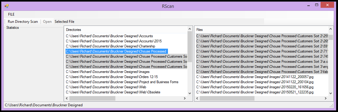 Screenshot from the File System Scanner